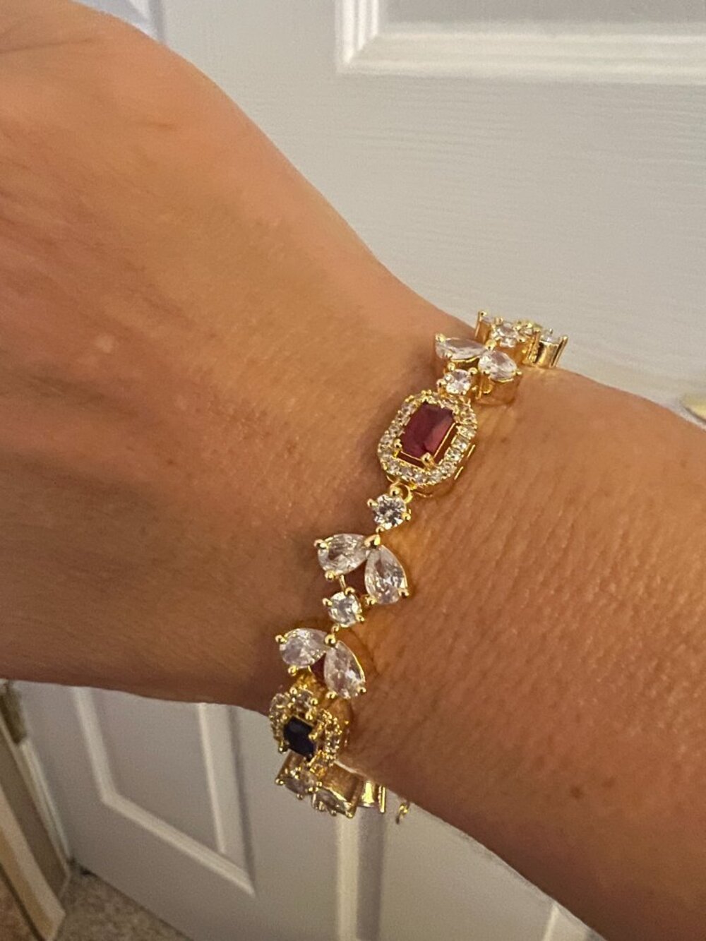 Gold‑Tone Multi‑Gem Costume Bracelet